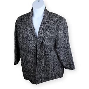 Chico's Black White Boucle Jacket Blazer XL no